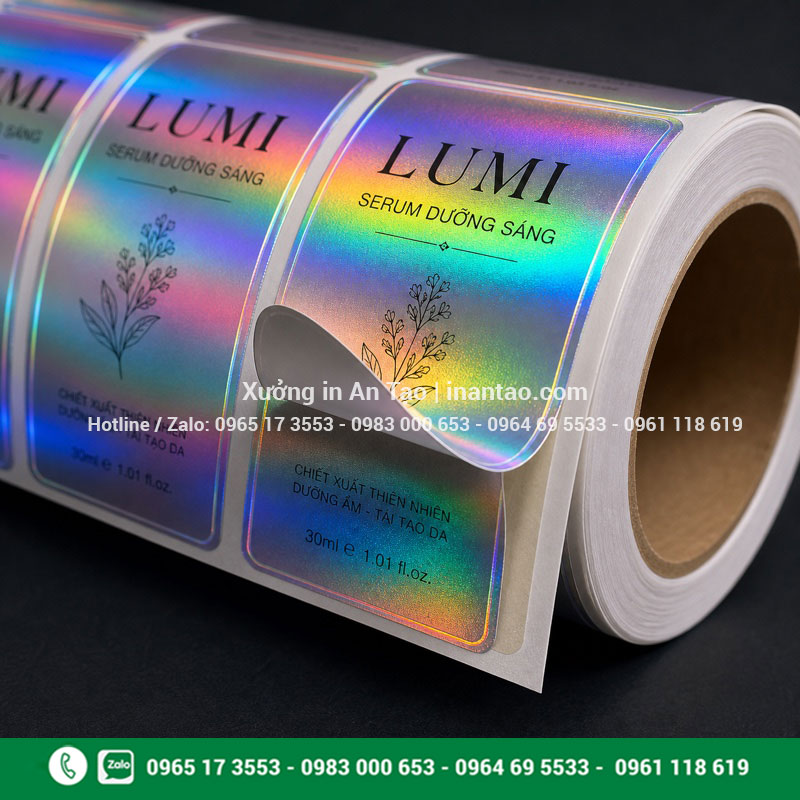 Decal tem 7 màu thường dạng cuộn thành phẩm Decal tem 7 màu thường dạng cuộn ánh cầu vồng