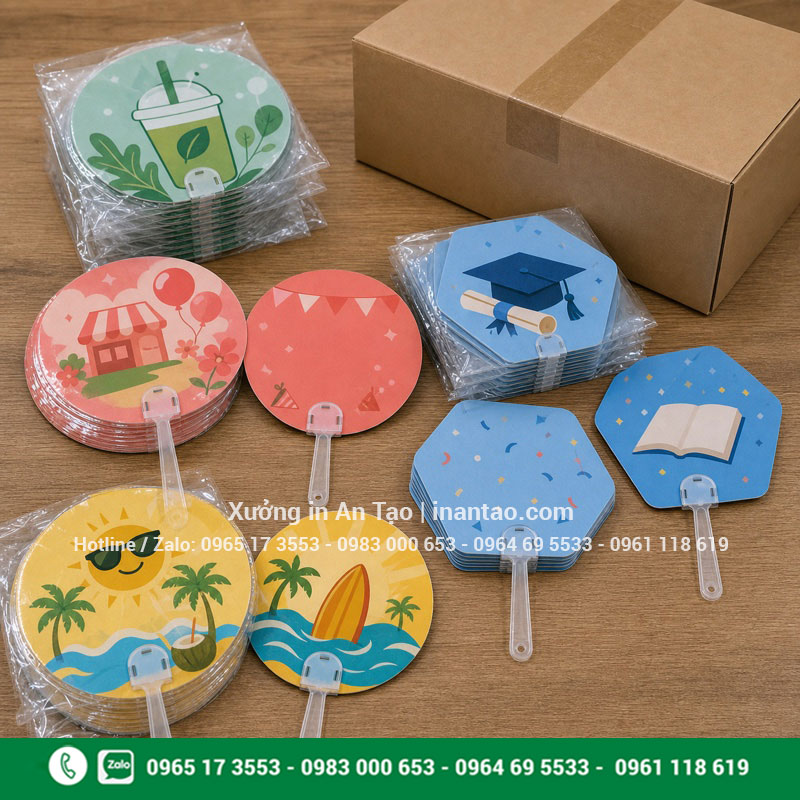 Quạt giấy in theo yêu cầu được đóng gói cẩn thận Đóng gói quạt giấy in theo yêu cầu sẵn sàng giao hàng