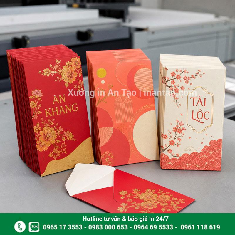In bao lì xì số lượng ít linh hoạt In bao lì xì số lượng ít với nhiều mẫu hoàn thiện
