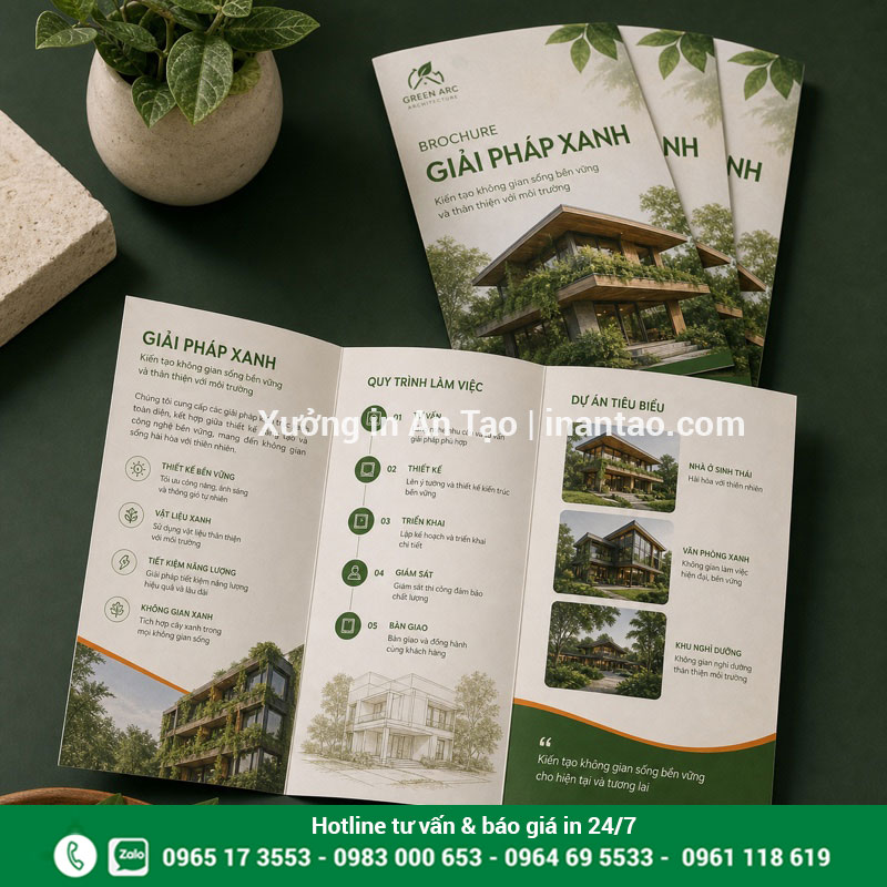 In brochure giá rẻ TPHCM theo yêu cầu tại indecaltemnhan.com Mẫu in brochure giá rẻ TPHCM gấp ba hoàn thiện sắc nét