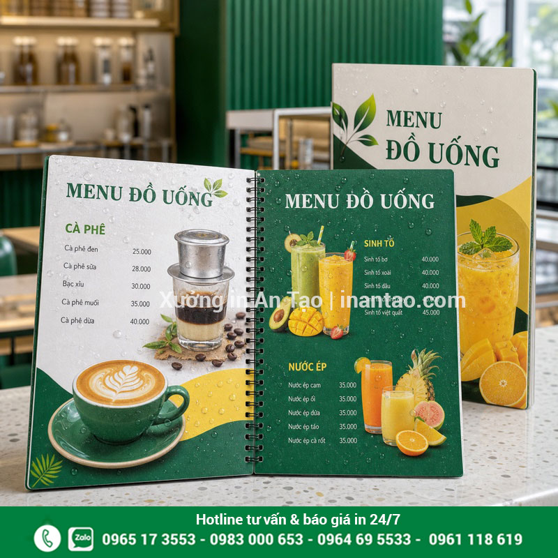 In menu giấy nhựa bền và dễ lau sạch In menu giấy nhựa chống nước cho quán ăn