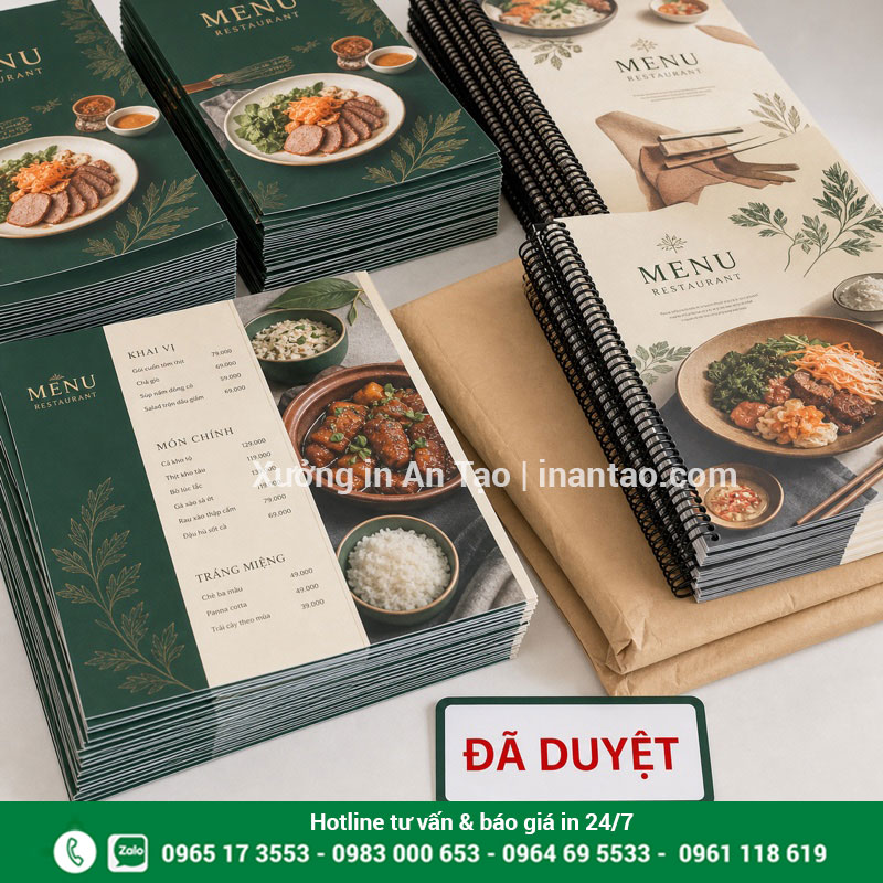 In menu lấy liền tại TP.HCM theo file đã duyệt In menu lấy ngay được kiểm tra trước khi giao