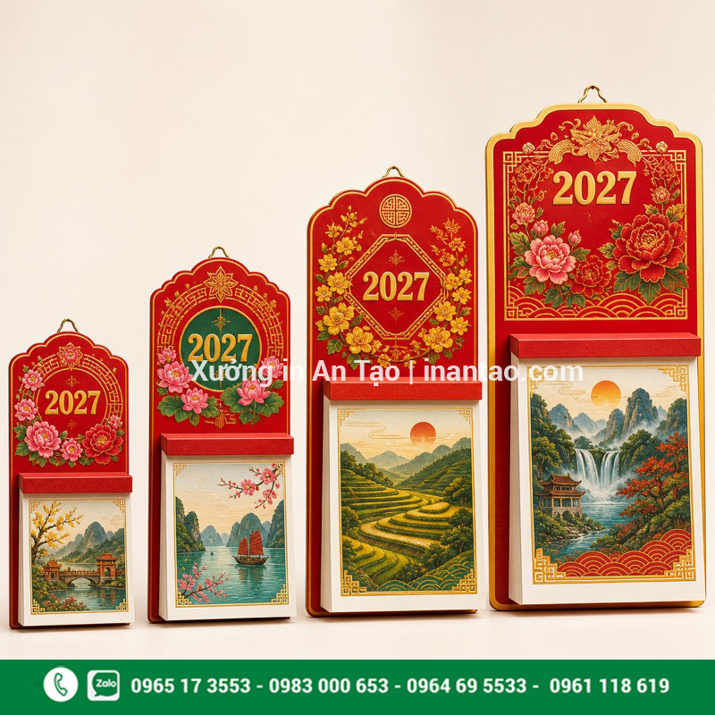 Kích thước lịch bloc phổ biến Các kích thước lịch bloc từ nhỏ đến lớn