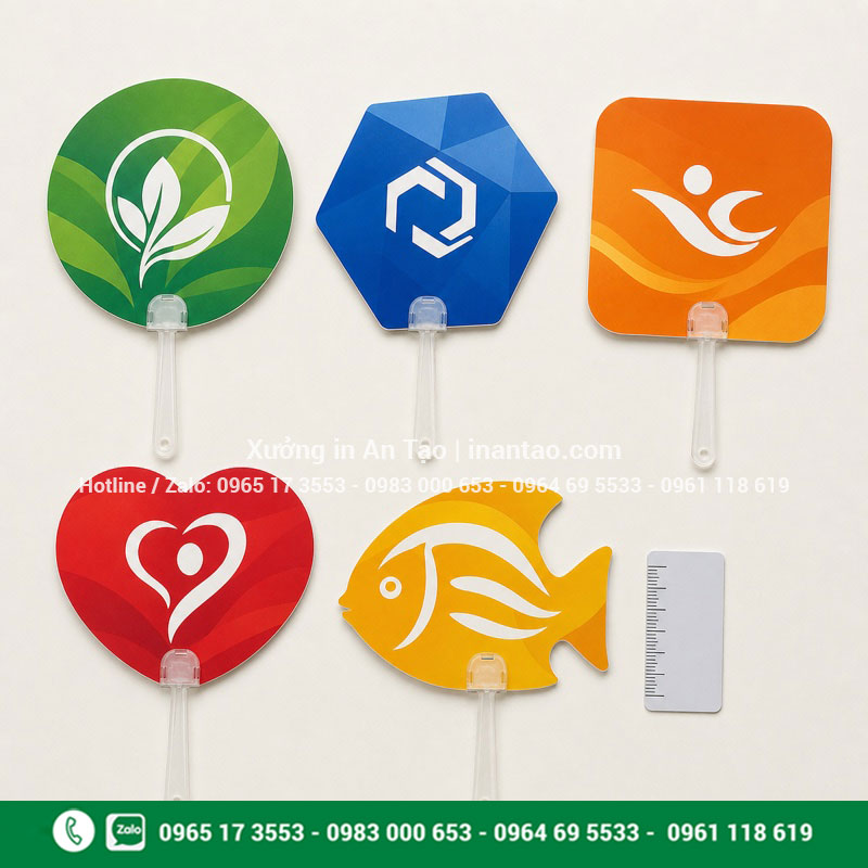 Kiểu dáng quạt giấy cầm tay theo yêu cầu Các kiểu dáng quạt giấy cầm tay tròn đa giác và bế hình