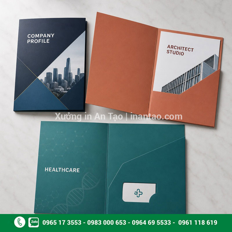 Bộ mẫu folder bìa kẹp hồ sơ theo ngành nghề Các mẫu in bìa folder đẹp cho doanh nghiệp