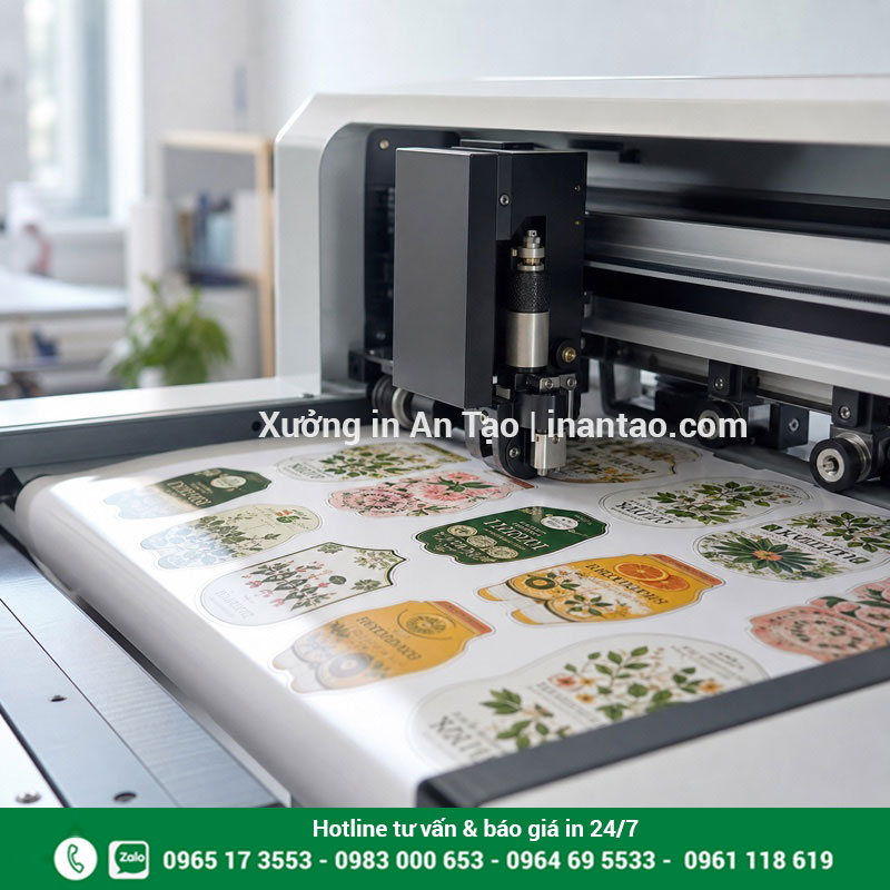 Quy trình bế in decal theo đường viền Máy bế theo đường viền sau khi in decal