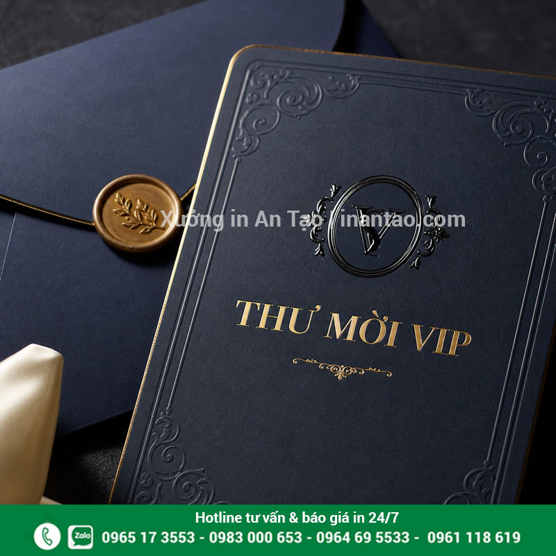 Gia công thiệp mời ép kim và dập nổi Thiệp mời ép kim dập nổi cao cấp