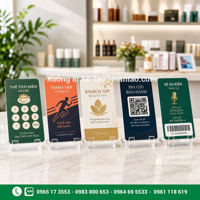 Các loại thẻ nhựa dùng trong kinh doanh Ứng dụng in thẻ nhựa cho tích điểm thành viên VIP và sự kiện
