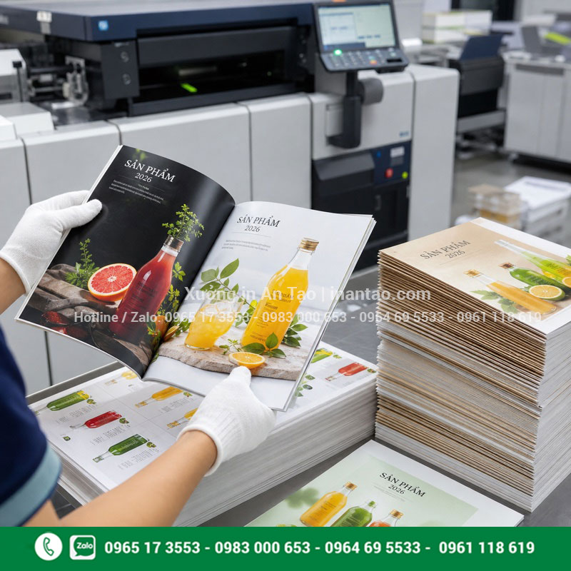 Quy trình xưởng in catalogue nhanh tại TP HCM Xưởng in catalogue nhanh kiểm tra màu thành phẩm