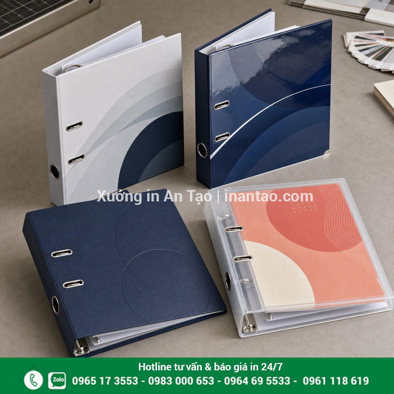 Chọn chất liệu bìa còng in logo theo nhu cầu Các chất liệu bìa còng in logo và gia công bề mặt