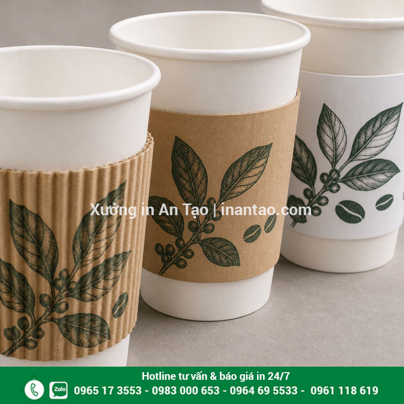 Chất liệu cover cách nhiệt cho ly nóng và ly lạnh So sánh chất liệu cover cách nhiệt bằng carton sóng kraft và giấy trắng