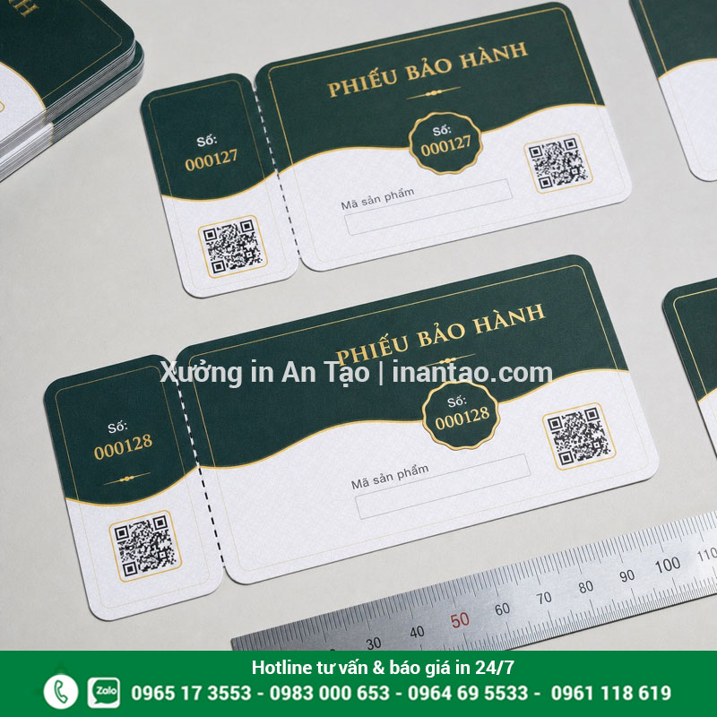 Các kiểu gia công phiếu bảo hành sau in Gia công bo góc răng cưa số nhảy cho phiếu bảo hành