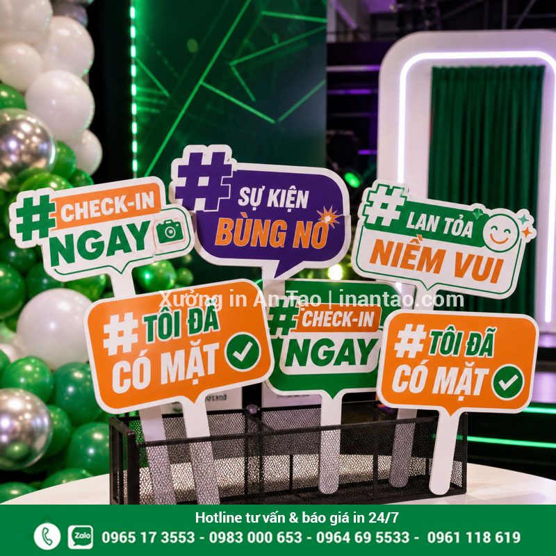Hashtag sự kiện nhiều mẫu in màu sắc nét Bộ hashtag sự kiện dùng tại khu vực check-in