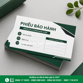 In phiếu bảo hành theo yêu cầu, giá xưởng tại TP.HCM