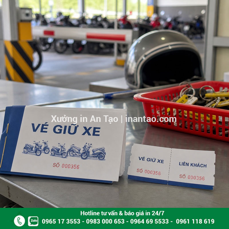 In vé gửi xe HCM theo yêu cầu Mẫu in vé gửi xe HCM sử dụng tại quầy bãi xe máy