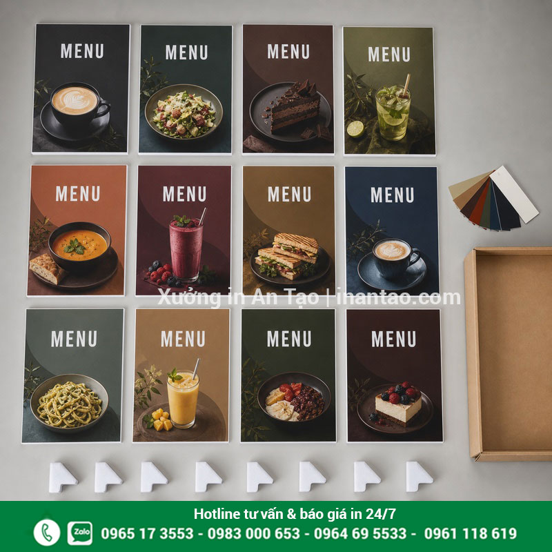 Kiểm soát menu decal dán formex thành phẩm Kiểm tra lô menu decal dán formex trước khi đóng gói