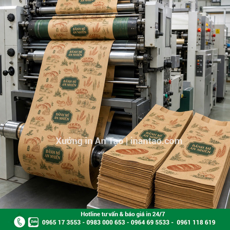 Quy trình in túi bánh mì tại xưởng Máy in cuộn giấy kraft sản xuất túi bánh mì