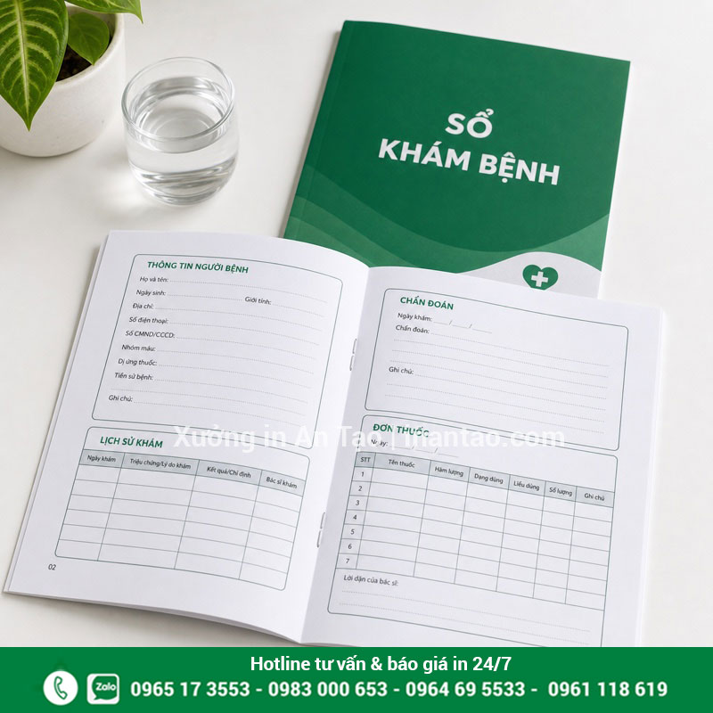 Thiết kế ruột sổ khám chữa bệnh chuyên nghiệp Ruột sổ khám chữa bệnh có biểu mẫu rõ ràng dễ ghi