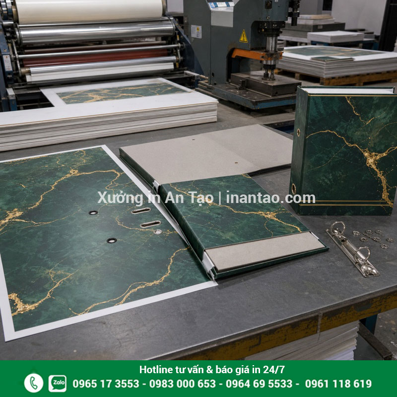 Sản xuất bìa còng theo yêu cầu tại xưởng in Quy trình sản xuất bìa còng in màu tại xưởng